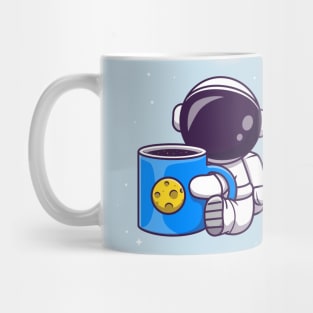 Cute Astronaut Holding Cup Coffee Space Cartoon Mug